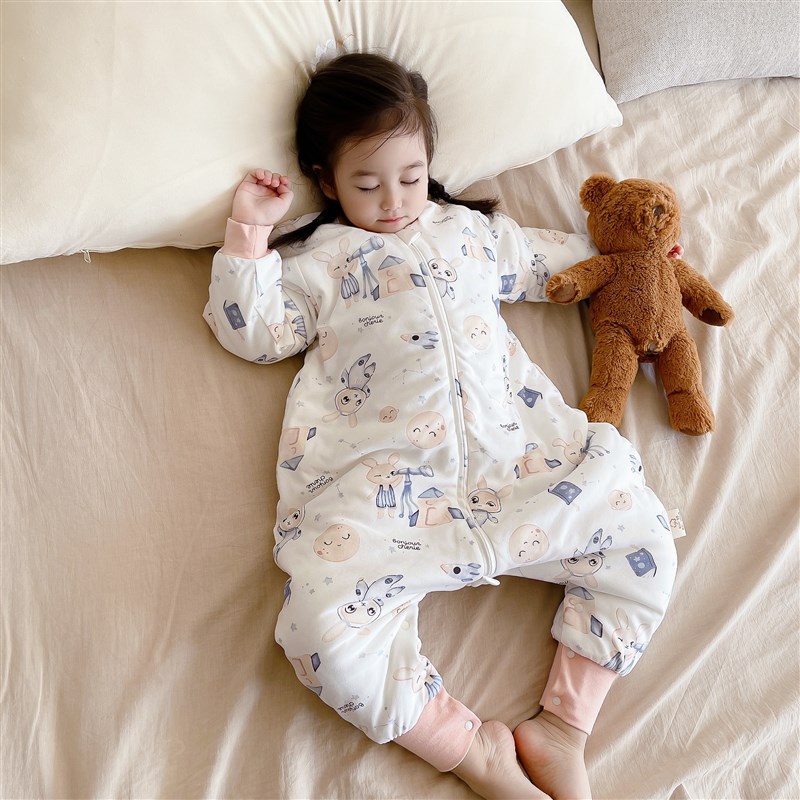 睡袋婴儿春秋冬款儿童纯棉睡衣宝宝睡袋恒温婴幼儿防踢被四季通用