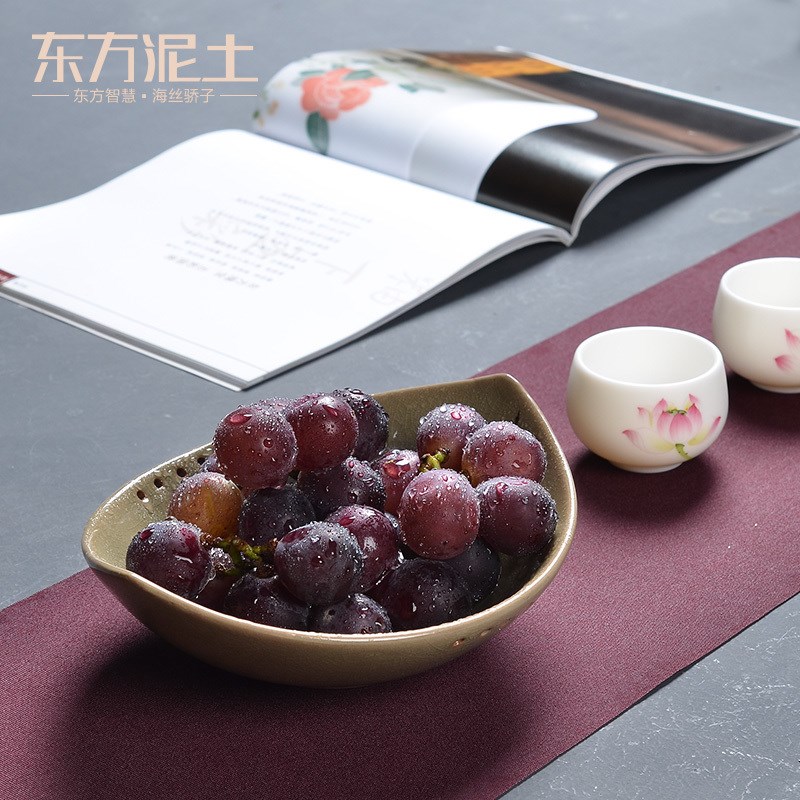 中式陶瓷水果盘果盆客厅家用茶几装饰门口鞋柜玄关钥匙收纳盘摆件