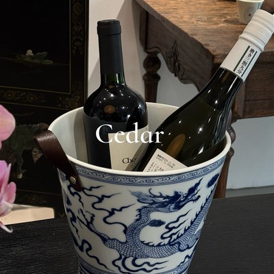 cedar 元青花陶瓷冰桶冰镇威士忌红酒饮料香槟白葡萄酒雷司令冰桶