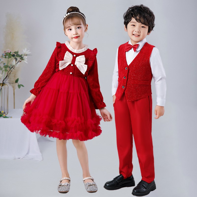 儿童合唱服男女童诗歌朗诵大合唱团加绒加厚六一小学生合唱演出服