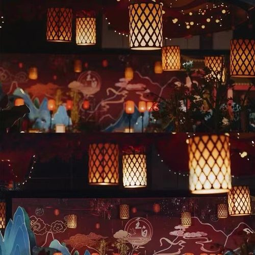 新款中式吊灯婚庆道具网格灯笼孔明灯迎宾舞台婚礼堂专用吊顶装饰