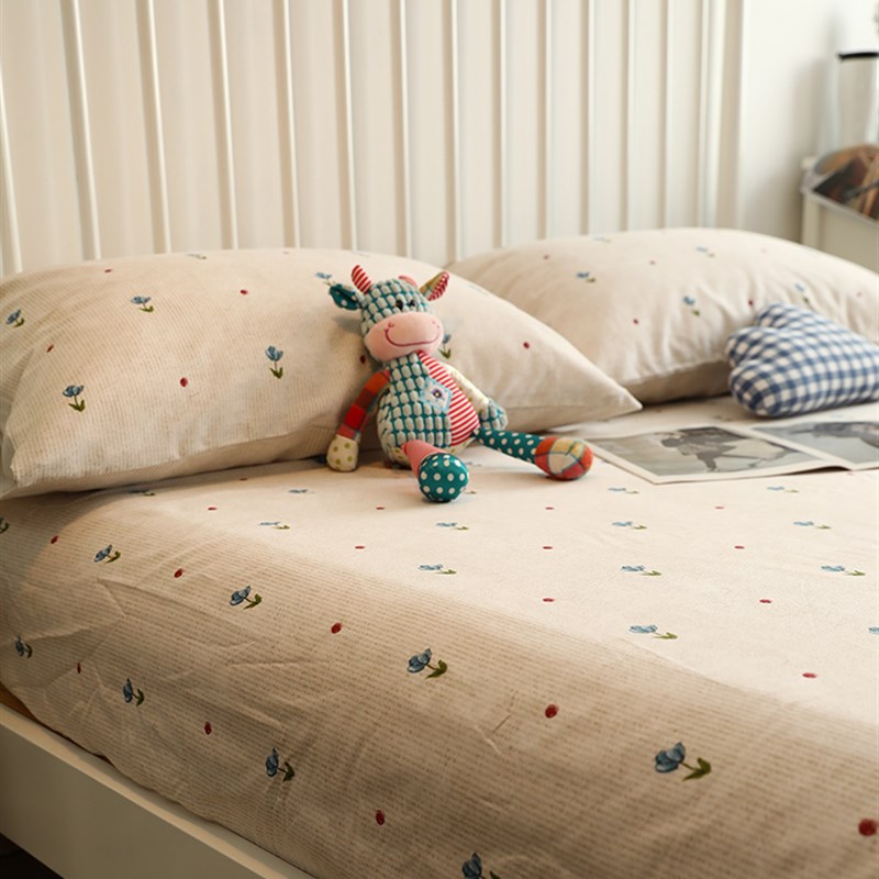 单件纯棉磨毛全棉床笠床罩秋冬款床单保暖加厚简约床品床垫保护罩