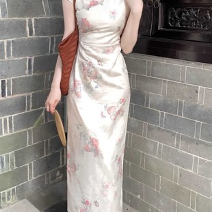 绿色提花显瘦显白改良旗袍连衣裙 新中式 她来了复古馆 夏莺绿