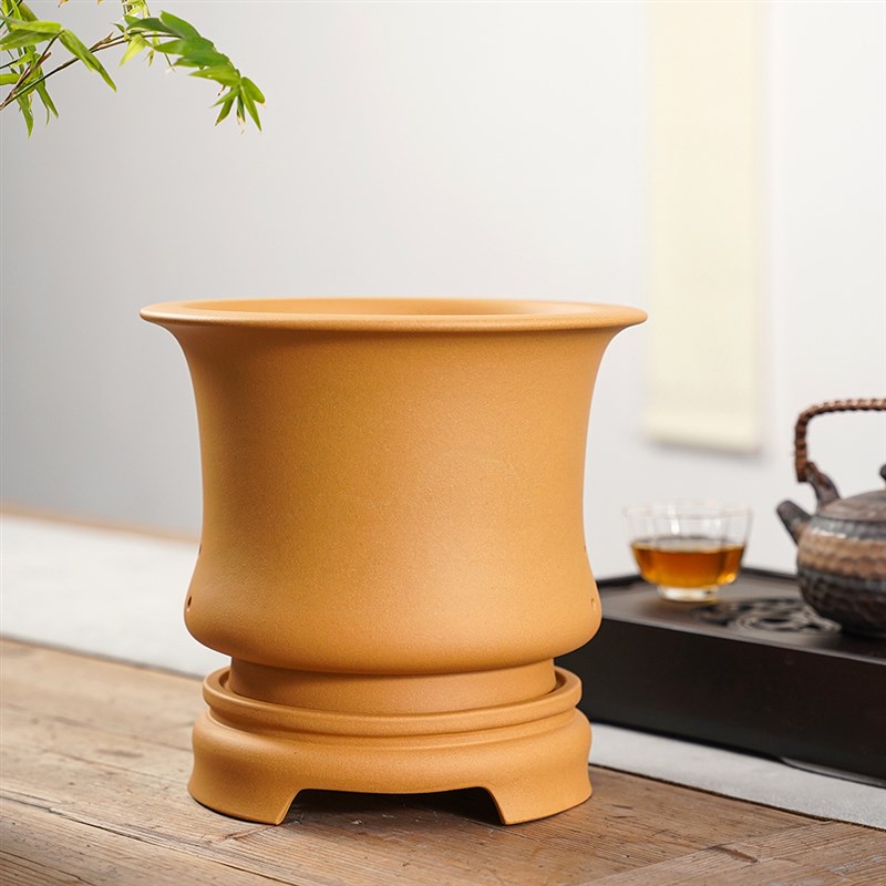 清香阁紫砂 大口径君子兰四季兰花盆 桌面盆景绿植古典透气手工盆