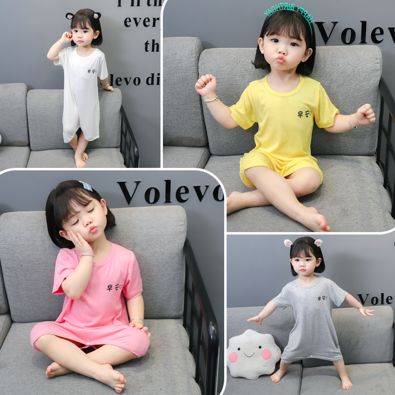 婴儿连体睡衣夏季薄款睡裙男女宝宝短袖分腿防踢被防着凉护肚神器