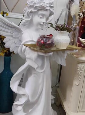 爱丽丝天使托盘复古迎宾大型落地摆件法式家居装饰品网红软装客厅