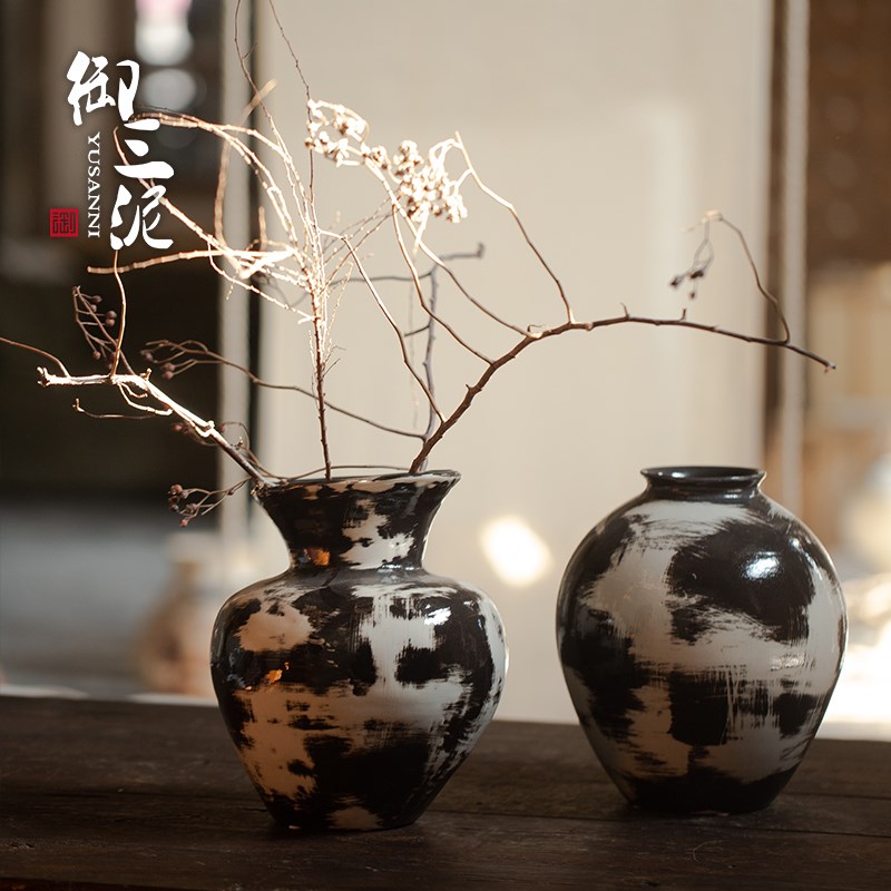 景德镇新中式客厅玄关陶瓷花瓶小清新干花花器摆件插花水培插鲜花