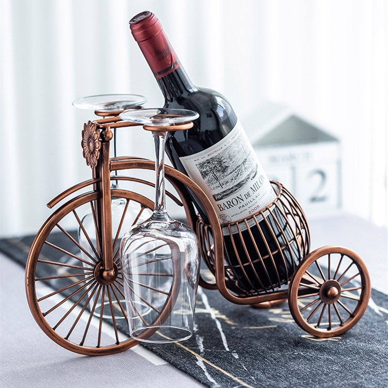 欧式葡萄酒架创意复古酒柜摆设铁艺红酒架摆件家居简约装饰品酒具