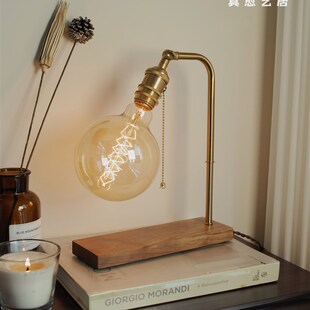 ZYU真愈 vintage复古风美式黄铜中古灯 文艺礼物书桌卧室床头台灯