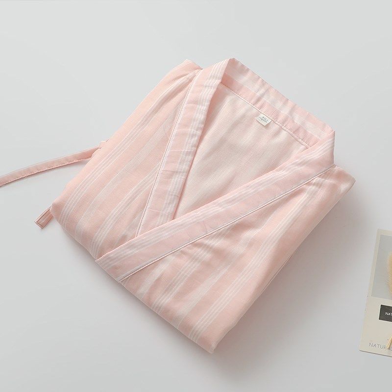 纱布睡袍男女梭织全棉纱条纹七分袖和服浴袍薄款情侣汗蒸开衫睡裙,女士内衣/男士内衣/家居服,睡袍/浴袍,淘宝优惠券,粉丝福利购,淘宝优惠卷