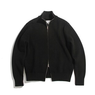 W超出想象 马拉高领拉链保暖纯棉开衫毛衣外套男女MM6重磅针织衫