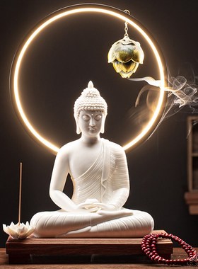 大号陶瓷释迦摩尼像如来阿弥陀佛泰佛家居客厅玄关装饰品灯饰摆件