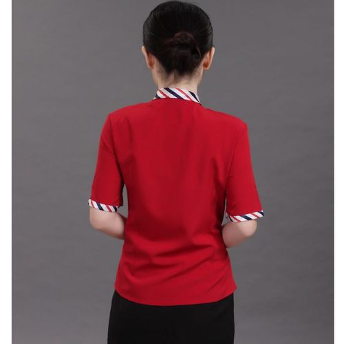 酒店工作服夏装女前台收银宾馆制服餐厅饭店火锅店工作服短袖套装