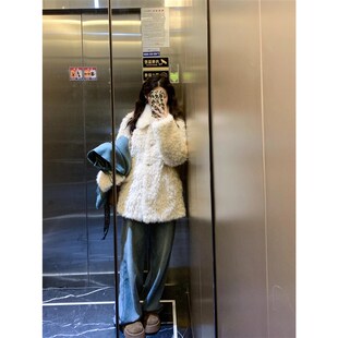 2024秋冬新款毛绒绒宽松羊羔毛厚外套女高级感年轻毛毛仿皮草上衣