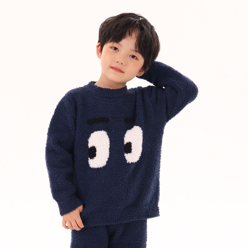 男童睡衣珊瑚绒秋冬季保暖半边绒法兰绒软绵绵儿童宝宝家居服套装