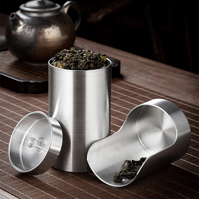 茶则一体纯锡茶叶罐小号便携锡罐密封小茶盒精品锡器茶罐免费刻字