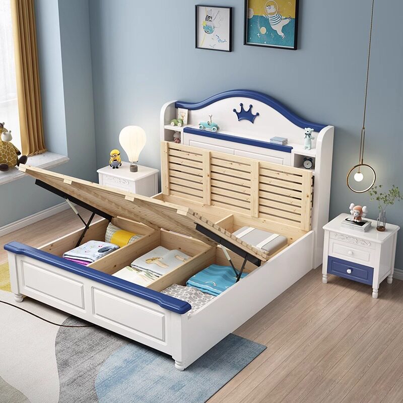 现代简约实木床1.8米家庭公主卧室1.5米单、双人床为青少年和儿童