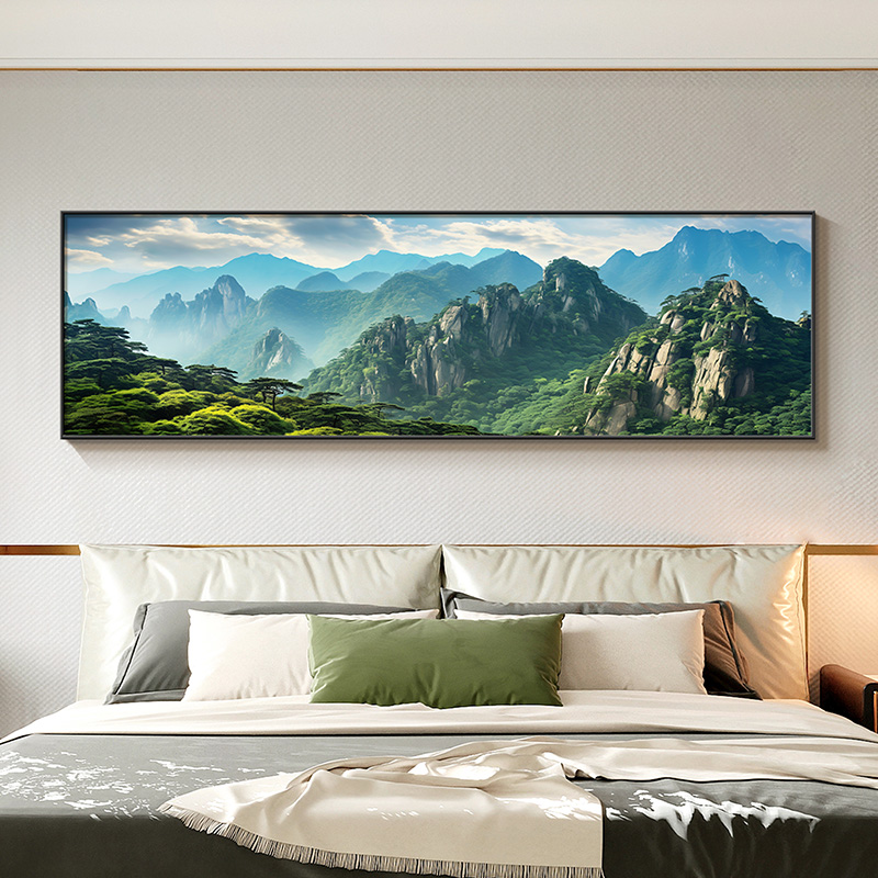 背有靠山卧室床头装饰画现代简约高档大气客厅沙发挂画写实风景画