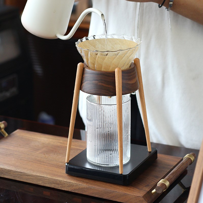 三思工房 实木手冲咖啡滤杯架咖啡过滤器滴滤架V60手冲咖啡器具