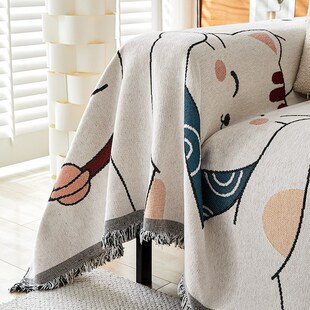 新款加厚可爱卡通雪尼尔沙发巾四季通用全包万能沙发套罩沙发盖布