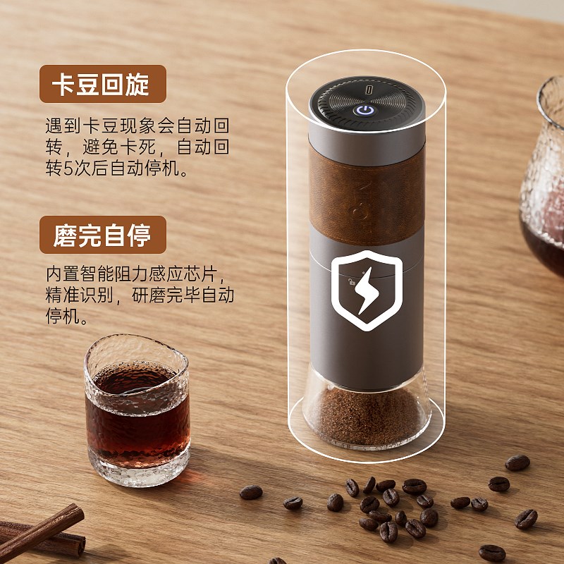 nicoh 电动磨豆机咖啡豆研磨机家用小型便携磨咖啡豆机自动磨粉器