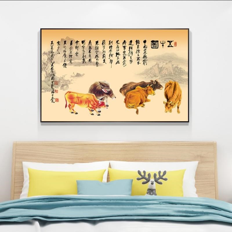 兔子装饰画挂画 牛挂画 生肖动物挂画 简约壁画卧室床头装饰画图片