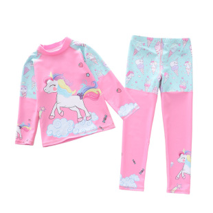 2件套防晒冲浪泳装 新款 长裤 女连体长袖 中大童女童游泳衣 儿童泳衣