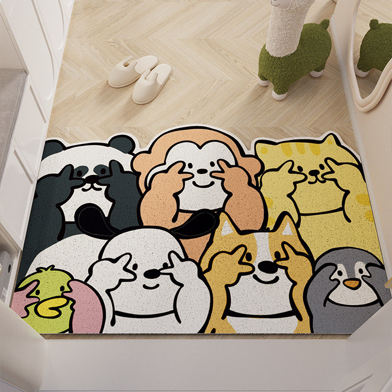 可爱创意文本pvc丝圈玄关入户门地垫除尘耐脏脚垫防滑地毯进门垫