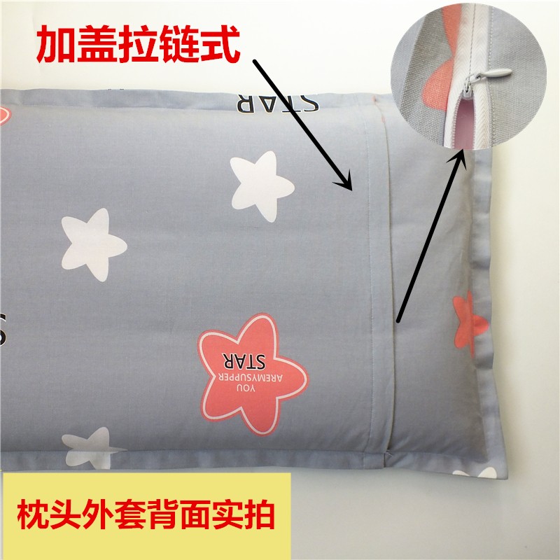 四季枕套单人成人48*74卡通学生简约加厚全棉一只装一对包邮