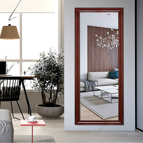 贴墙实木全身镜落地镜试衣镜中式轻奢卧室家用挂墙穿衣镜壁挂镜子