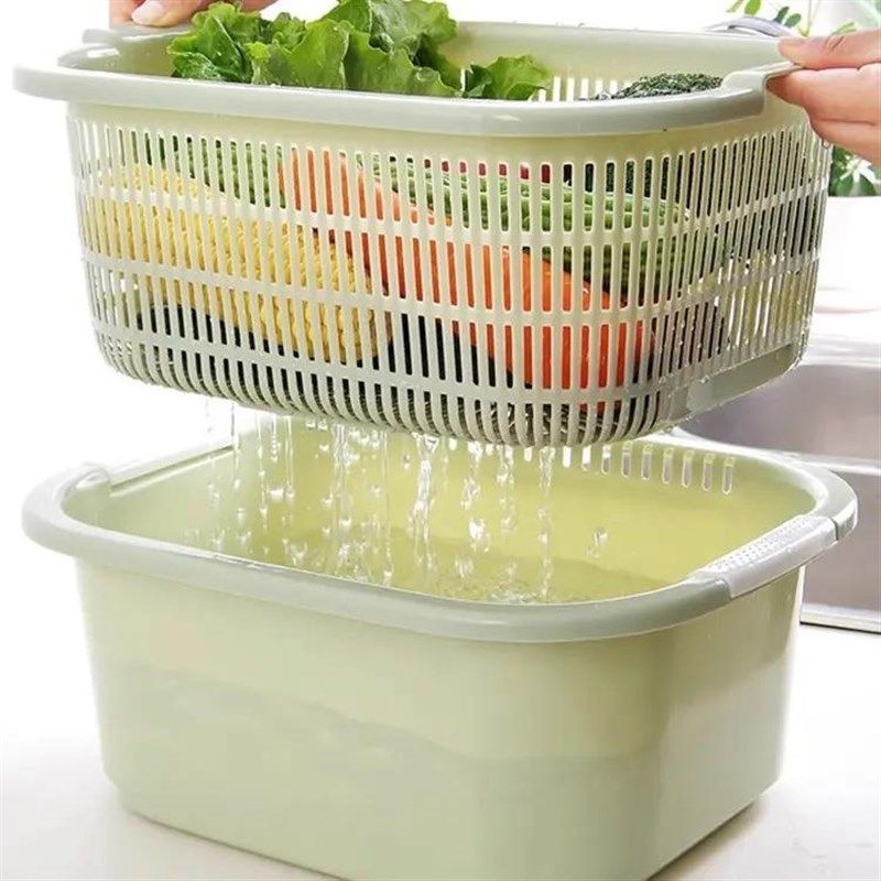 厨房多功能沥水篮客厅双层塑料洗菜盆家用长方形洗菜篮筐子水果盘,餐饮具,洗菜盆/沥水篮/漏水筛,淘宝优惠券,粉丝福利购,淘宝优惠卷