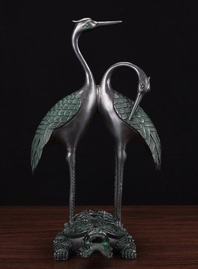 铜龟鹤摆件铜仙鹤龟鹤延年双鹤老人祝寿送长辈生日乔迁礼物礼品