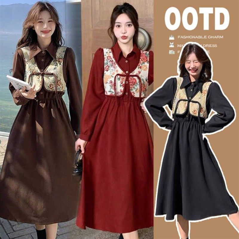 (孕哺两穿)竖开80-160斤孕妇装女装时尚秋冬季哺乳喂奶连衣裙