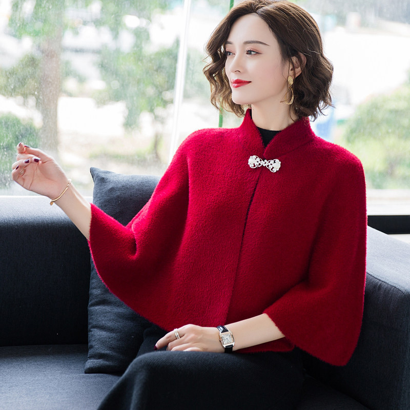 结婚喜庆妈妈披肩配旗袍礼服婚礼可穿斗篷披风敬酒服外搭短款披肩