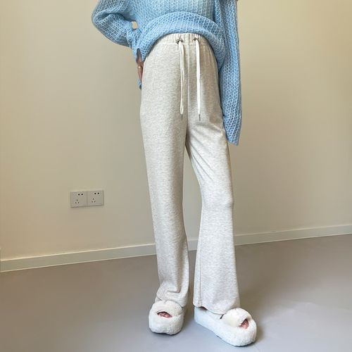 燕麦色无托腹孕妇糯米裤女秋季新款高腰直筒垂感慵懒宽松阔腿裤子