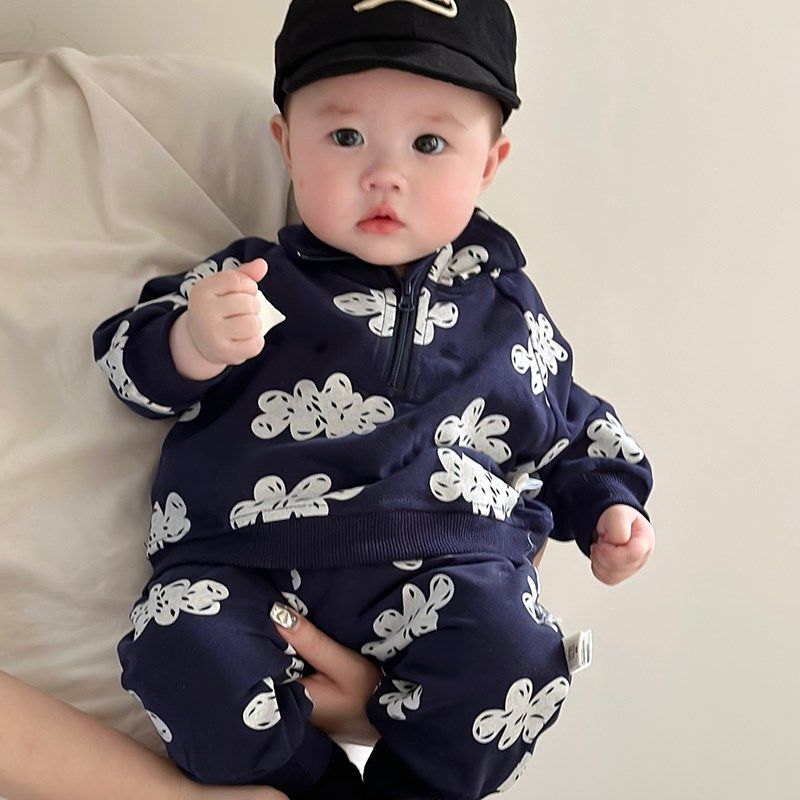 男童春秋季运动套装婴儿长袖休闲棒球服女宝宝洋气卫衣长裤两件套