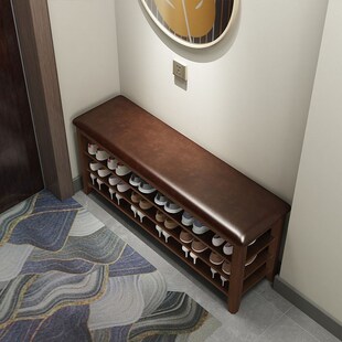 鞋柜家用门口纯实木一体t入户换鞋凳轻奢多层鞋架可坐式楼道外室