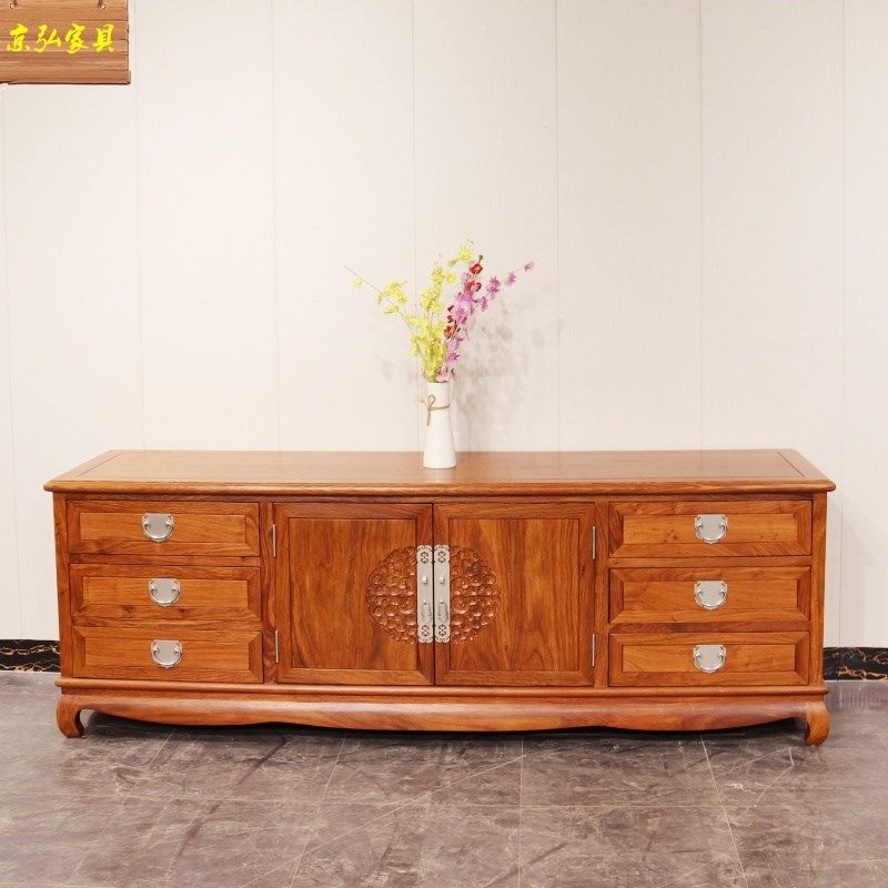 新中式红木家具花好月圆电视柜实木家具苏梨花梨木视听柜客厅家具
