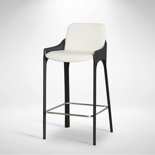 网红吧台椅咖啡厅前台马鞍皮靠背高脚凳家用现代简约客厅吧台椅子