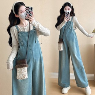 子春季 外穿牛仔背带裤 宽松大码 孕妇装 春秋长裤 怀孕裤 休闲裤 春 春装