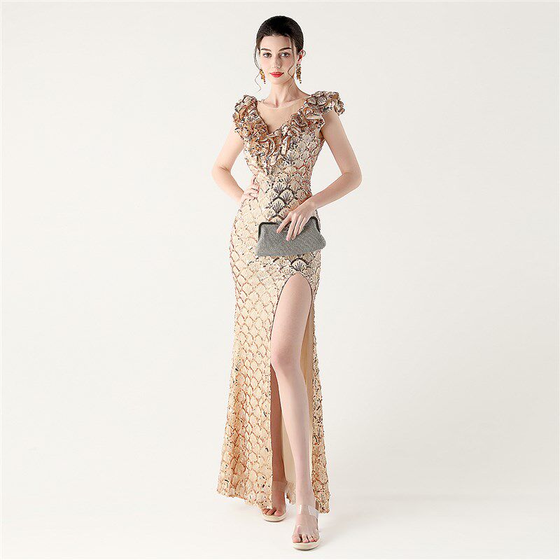 晚礼服女端庄高贵优雅气质高端轻奢简单大方宴会绝美长款鱼尾裙子