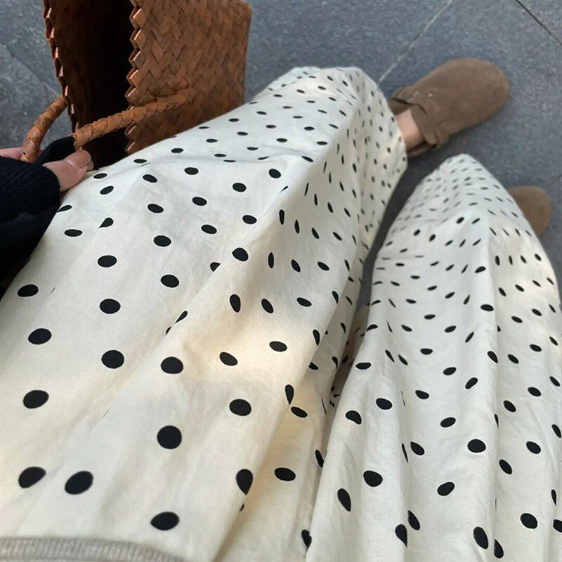 日系裤子女设计感小众波点裤大码胖mm藏肉遮胯慵懒风小个子阔腿裤
