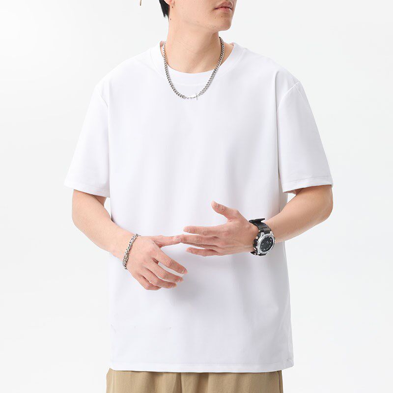 纯色短袖t恤男潮牌夏季纯棉白色男女宽松打底衫纯黑上衣半袖体恤