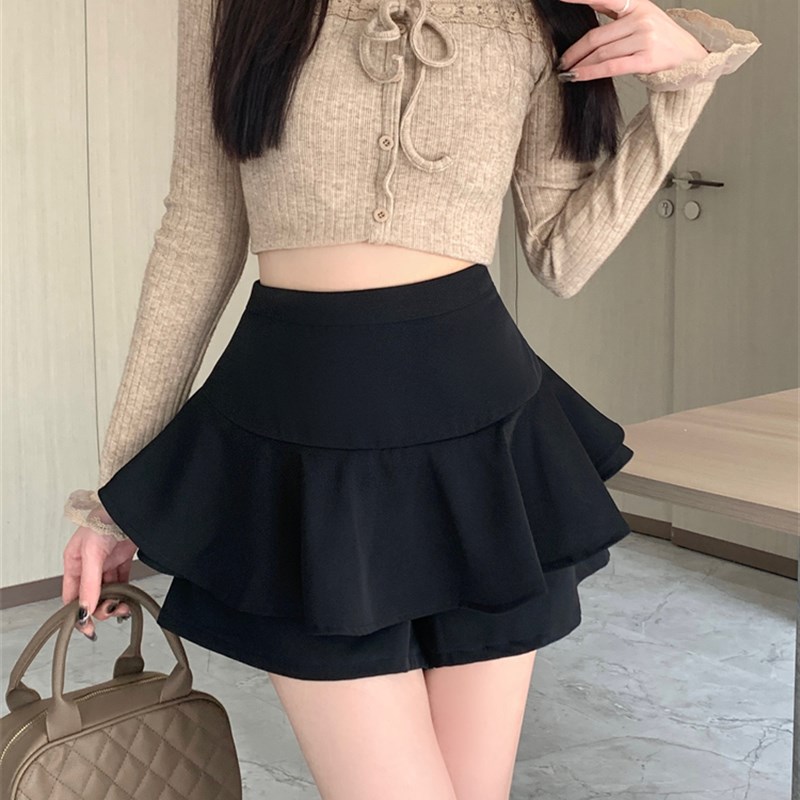 辣妹超短裙半身裙女设计感高腰a字蛋糕裙白色荷叶边显瘦a字裙