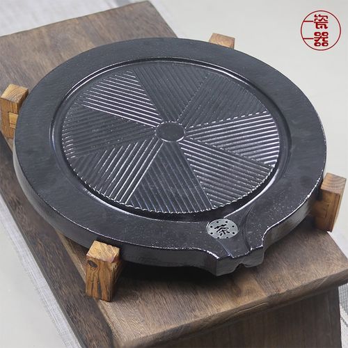 陶瓷茶盘圆形大号排水式黑色复古中式家用办公室茶托盘干泡台茶台