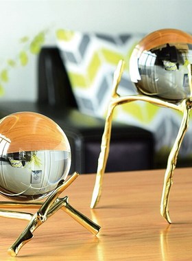 现代简约卧室装饰品客厅电视柜铜摆设酒柜水晶球创意个性礼物摆件