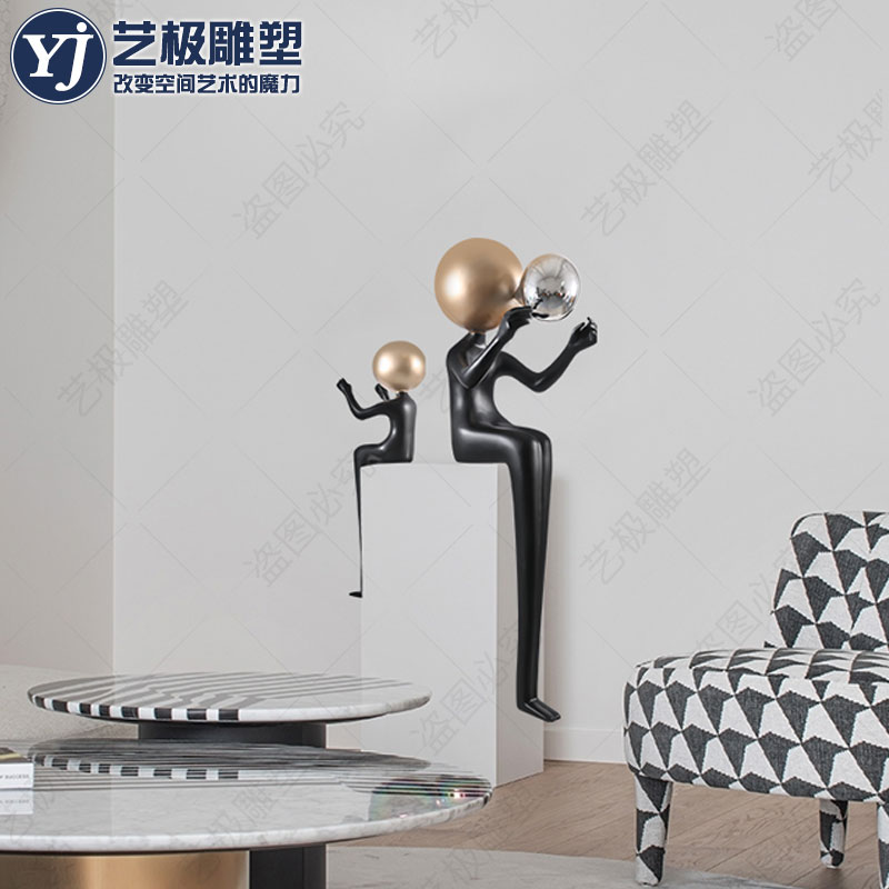 大型玻璃钢人物摆件酒店售楼处创意软装雕塑样板房室内摆设艺术品
