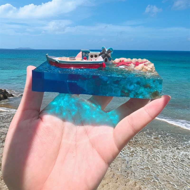 滴胶成品海洋树脂手工摆件微缩航海模型迷你小桌摆 创意礼物情侣
