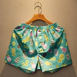 纯棉宽松大码 居家潮流印花阿罗裤 透气平角内裤 睡裤 衩 3条装 裤 男士