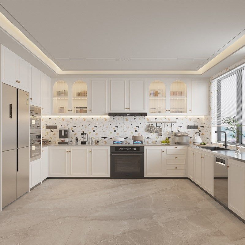 上海全屋定制 工厂现代法式奶油风石英石整体厨柜厨房衣柜多层板